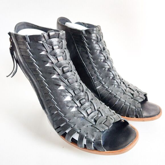 Paul Green Miranda Caged Sandals Black Slingback Peep Toe Block Heel UK 6/ US 9 - Picture 2 of 10